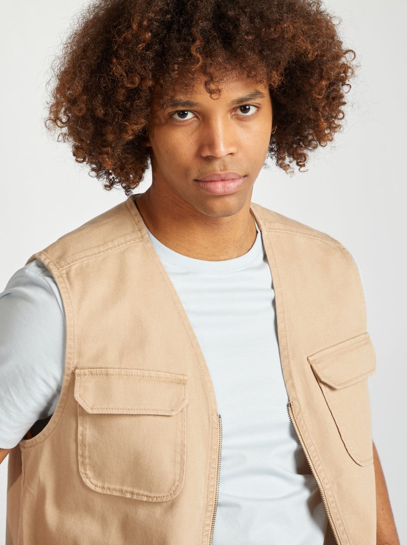 Veste sans manches avec 4 poches à rabat BEIGE - Kiabi