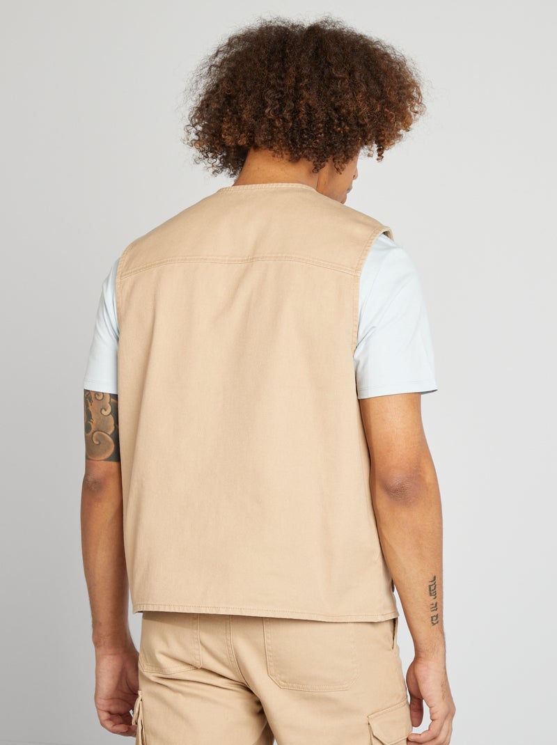 Veste sans manches avec 4 poches à rabat BEIGE - Kiabi
