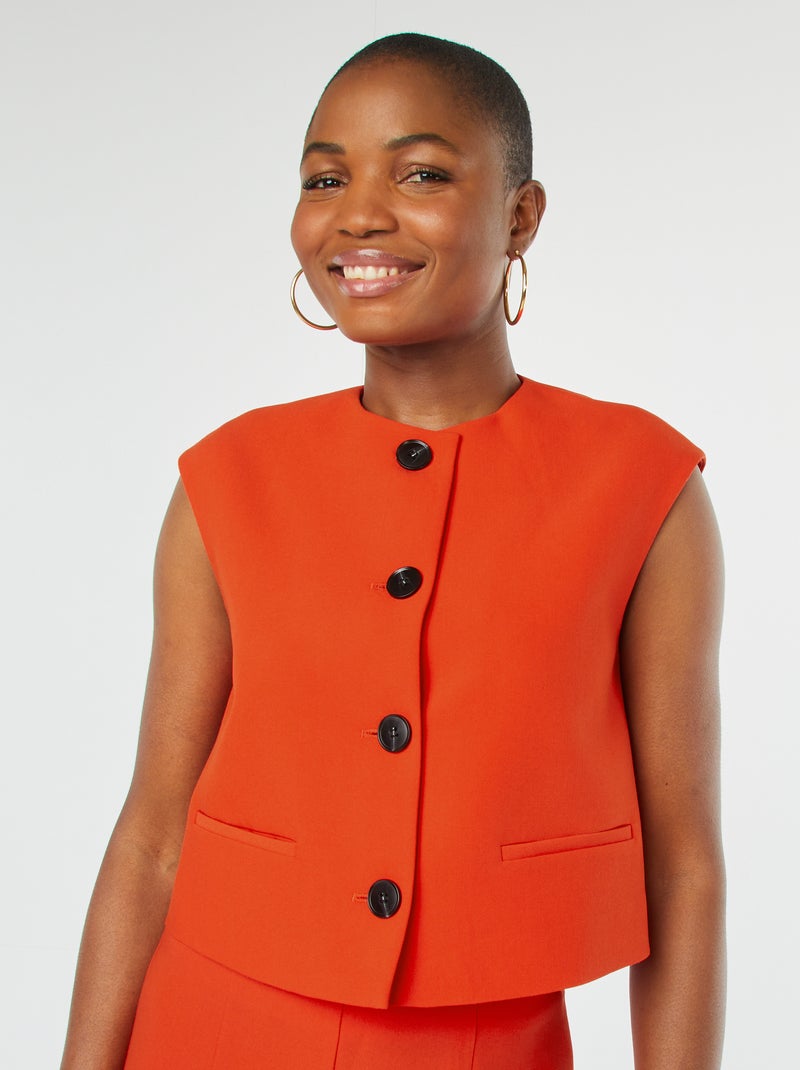 Veste sans manches avec ouverture boutonnée Rouge - Kiabi