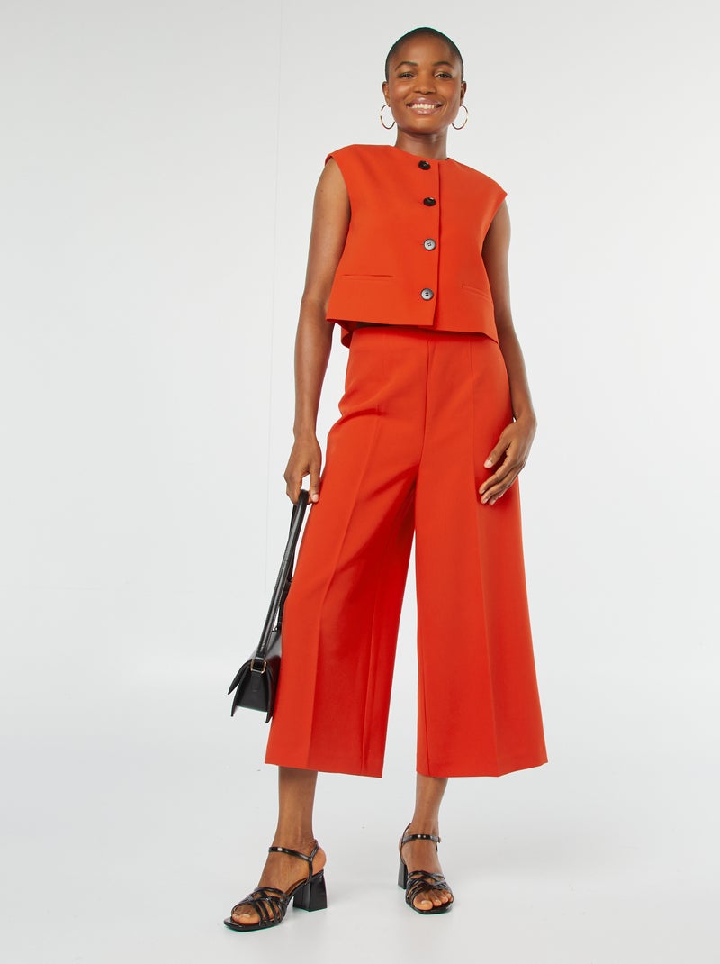 Veste sans manches avec ouverture boutonnée Rouge - Kiabi