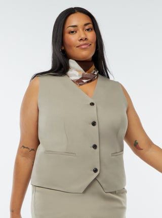 Veste sans manches avec ouverture boutonnée