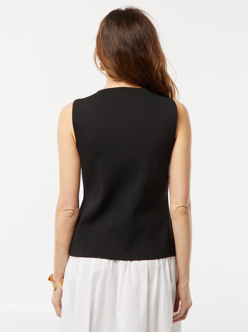 Veste sans manches avec ouverture par boutons dorés noir - Kiabi
