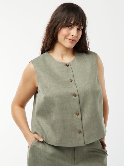 Veste sans manches boutnnée - Kiabi