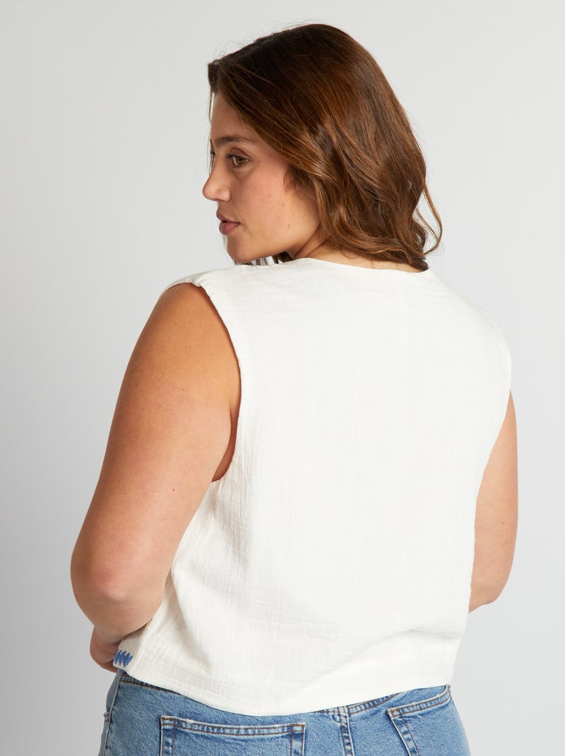 Veste sans manches brodée Blanc - Kiabi