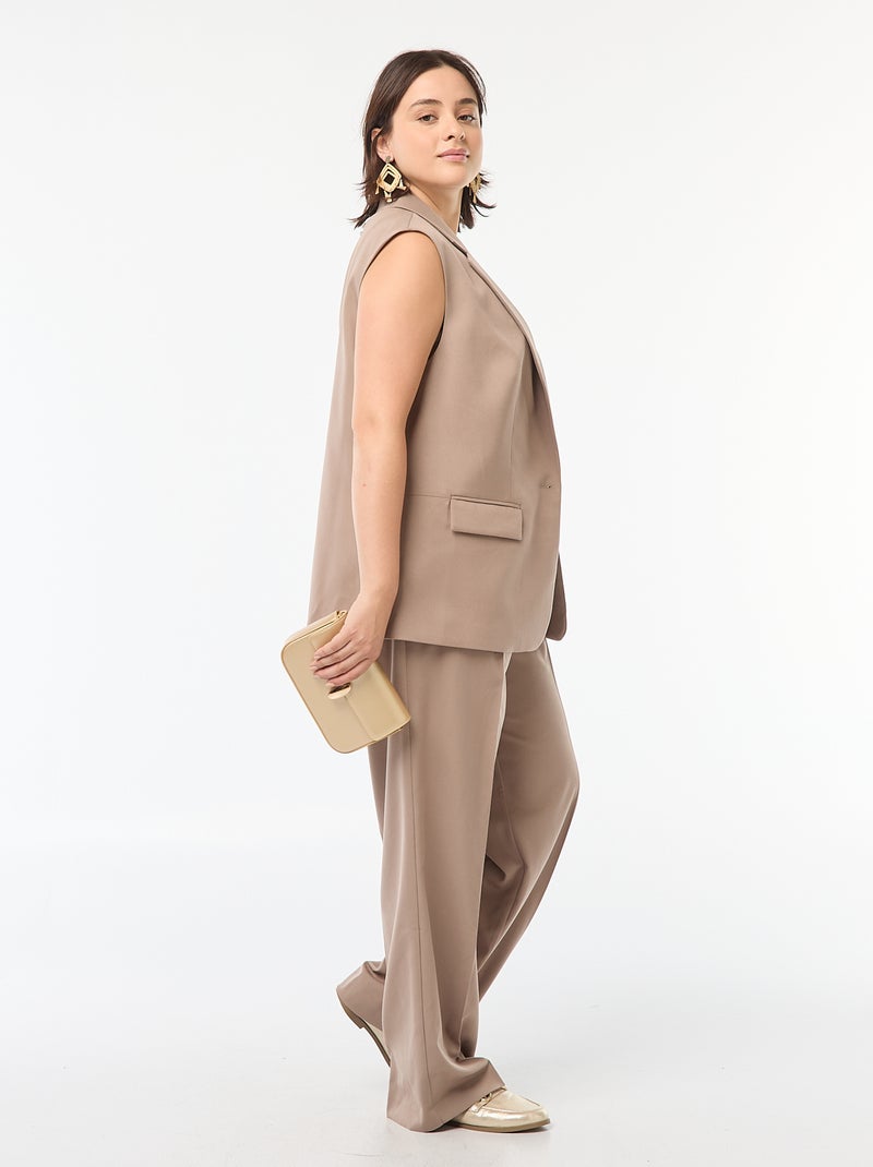 Veste sans manches coupe longue Beige - Kiabi