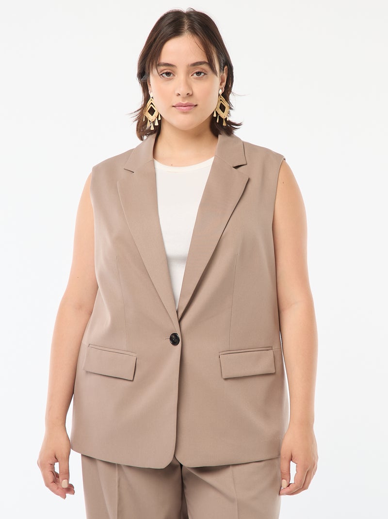 Veste sans manches coupe longue Beige - Kiabi