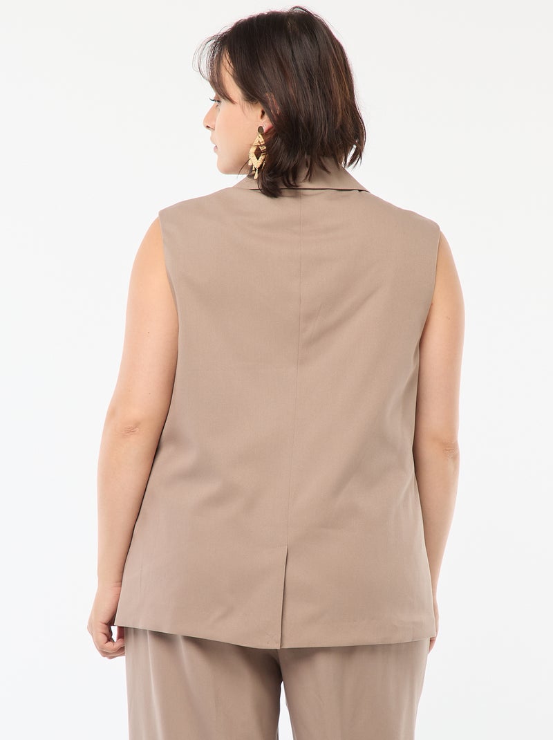 Veste sans manches coupe longue Beige - Kiabi