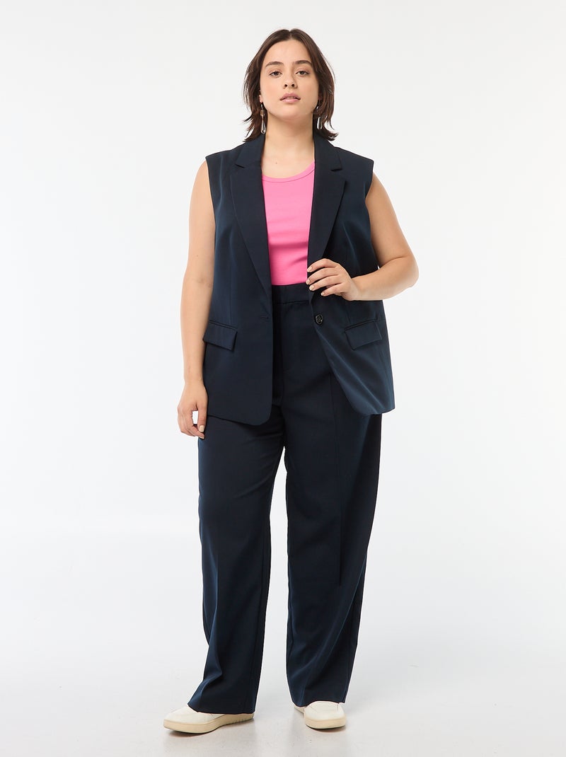 Veste sans manches coupe longue Bleu marine - Kiabi