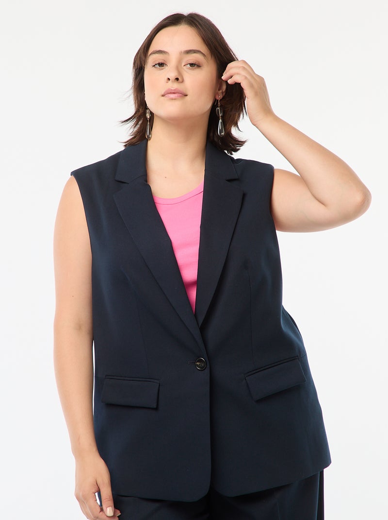 Veste sans manches coupe longue Bleu marine - Kiabi