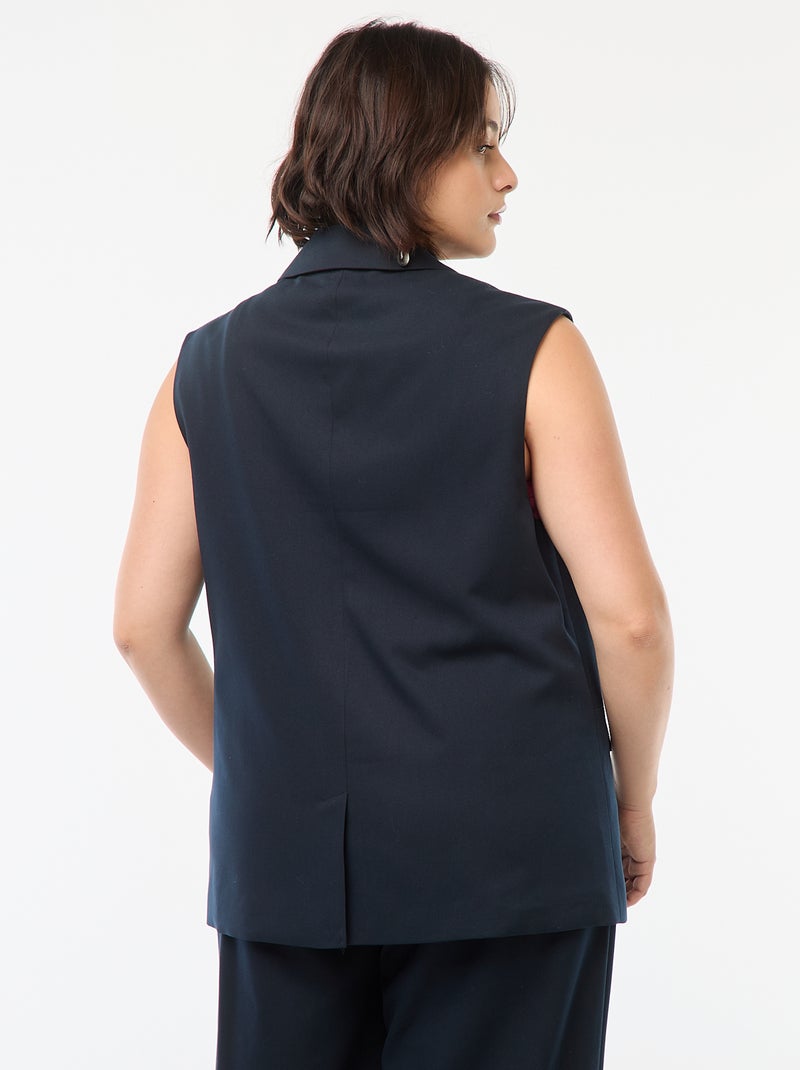 Veste sans manches coupe longue Bleu marine - Kiabi