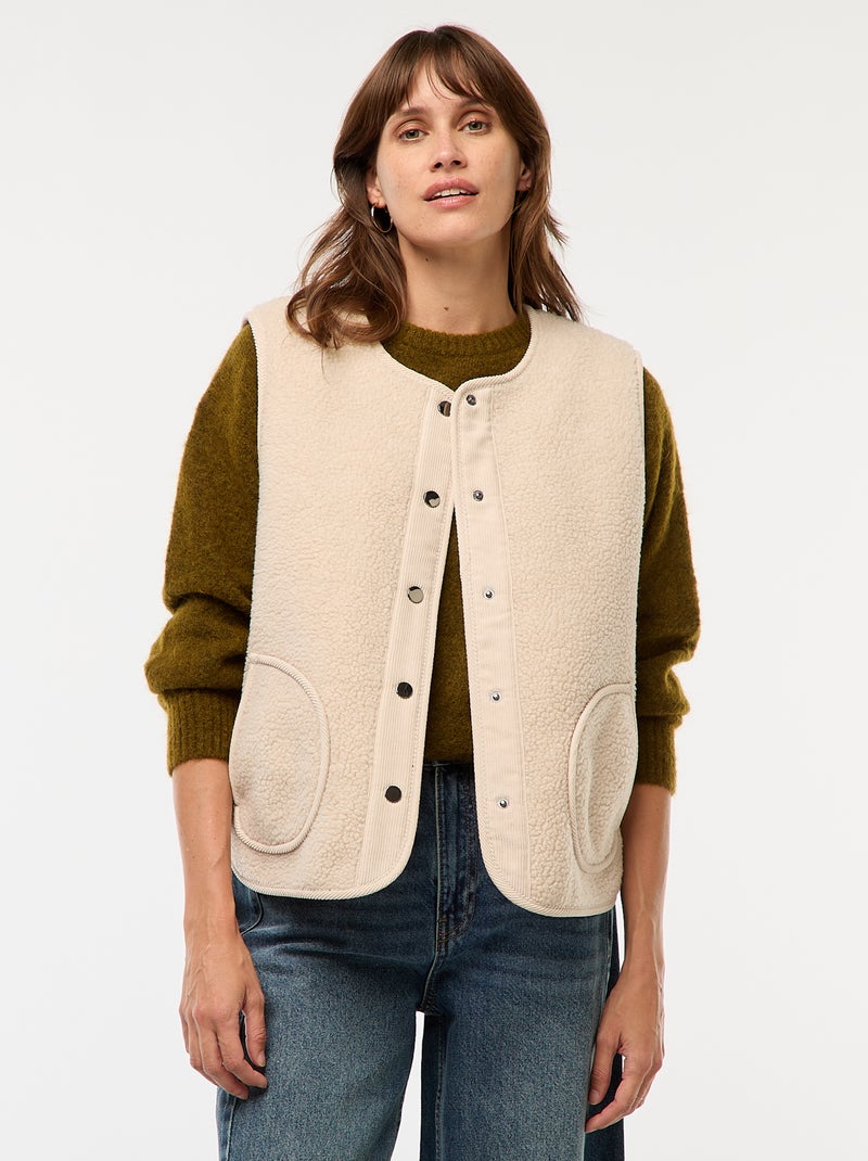 Veste sans manches effet mouton Beige - Kiabi