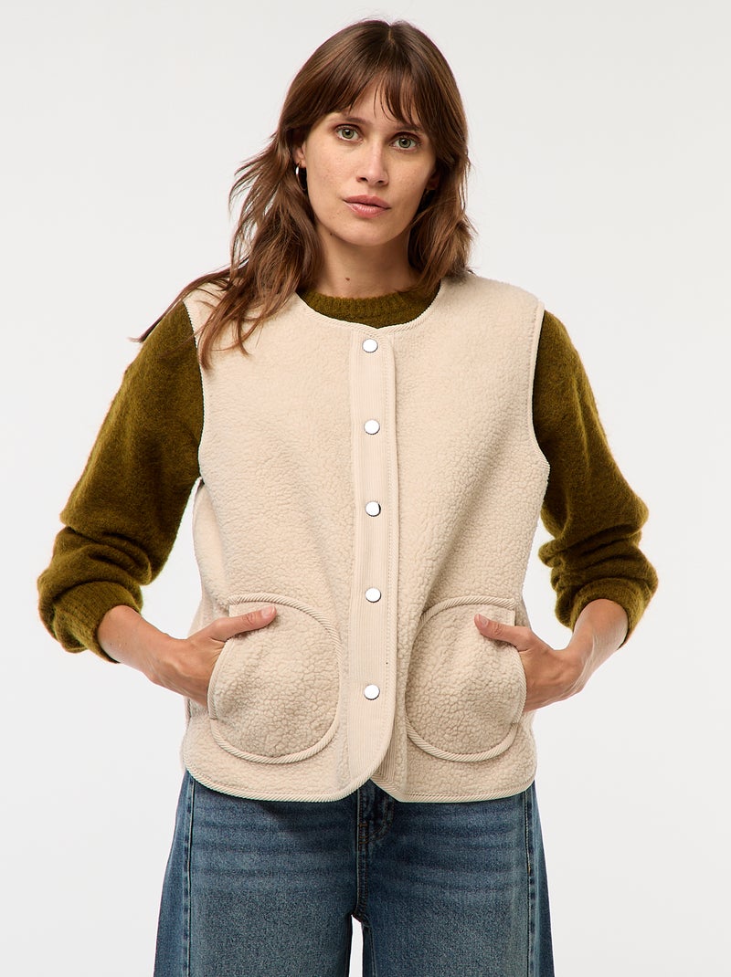 Veste sans manches effet mouton Beige - Kiabi