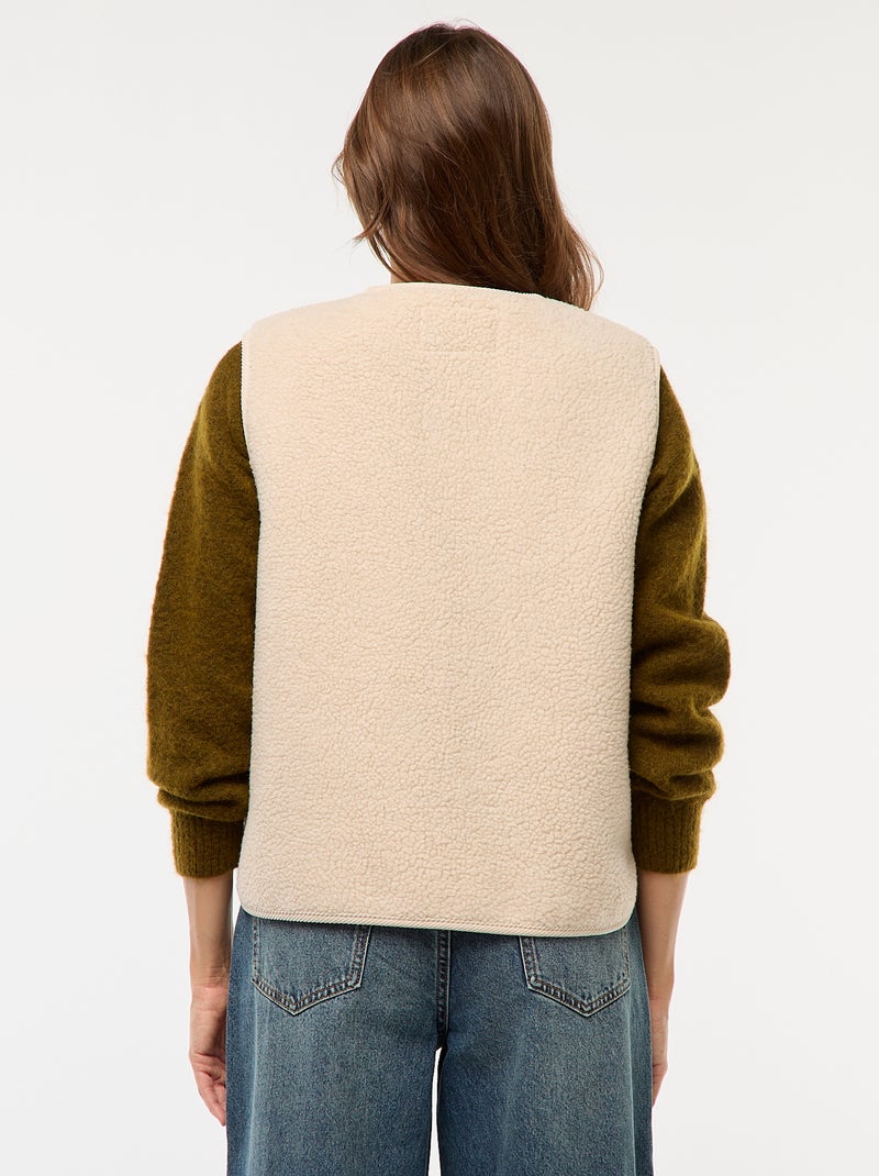 Veste sans manches effet mouton Beige - Kiabi