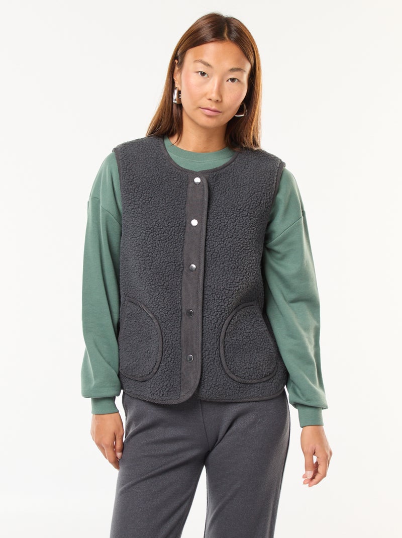 Veste sans manches effet mouton Gris - Kiabi