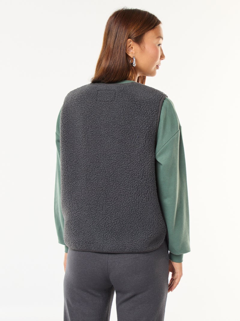 Veste sans manches effet mouton Gris - Kiabi