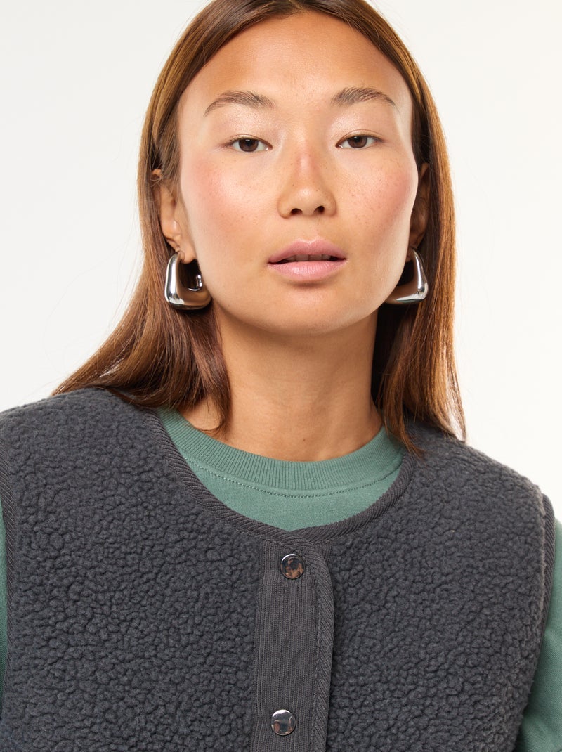 Veste sans manches effet mouton Gris - Kiabi