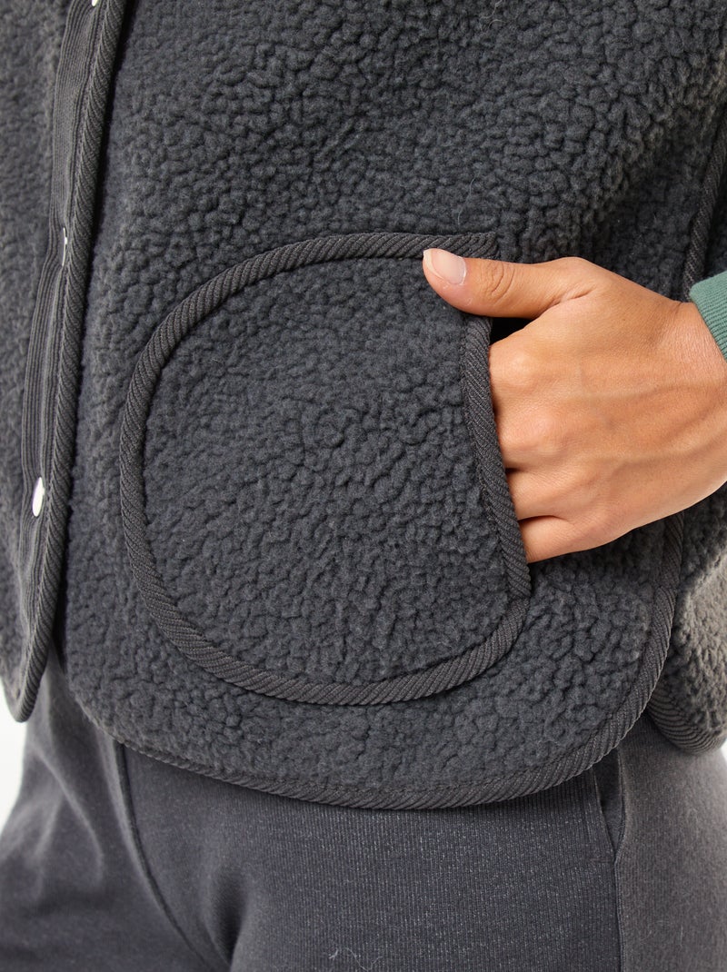 Veste sans manches effet mouton Gris - Kiabi