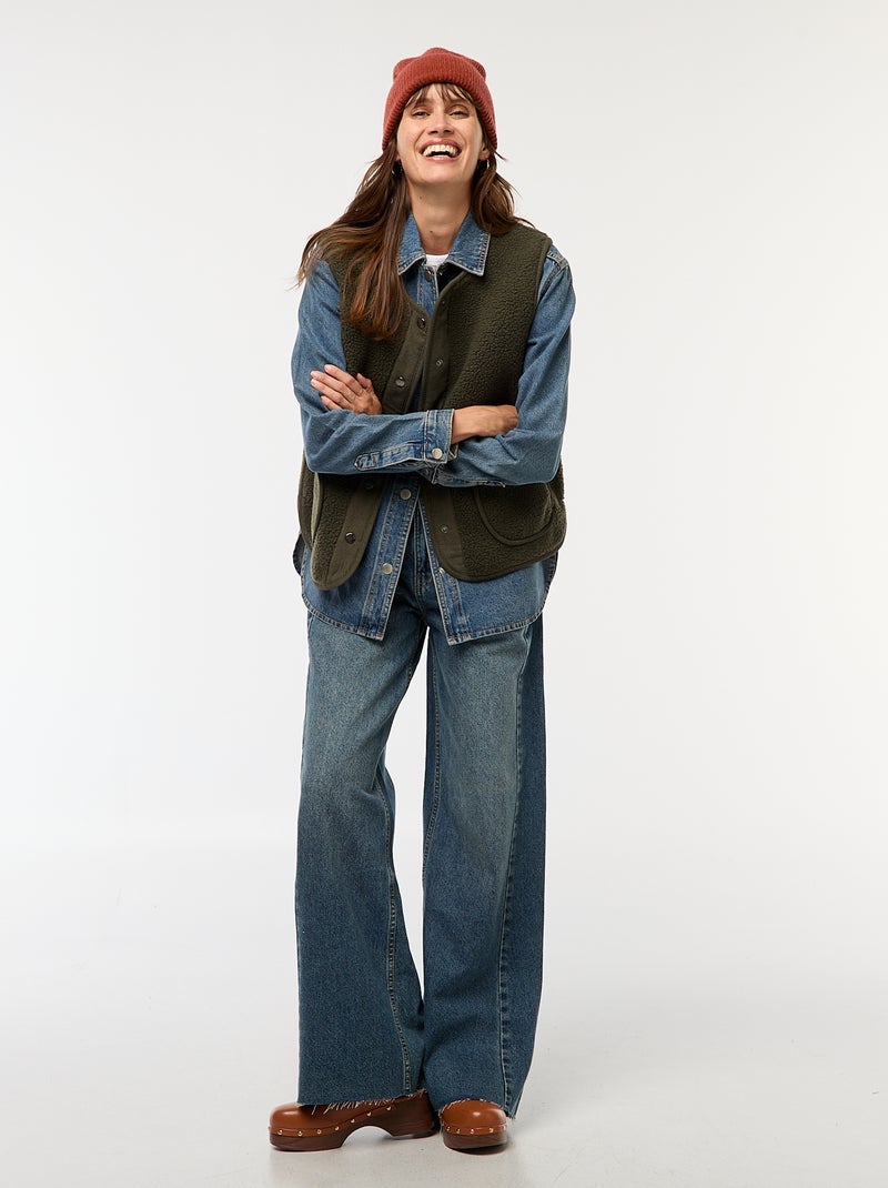 Veste sans manches effet mouton Kaki - Kiabi