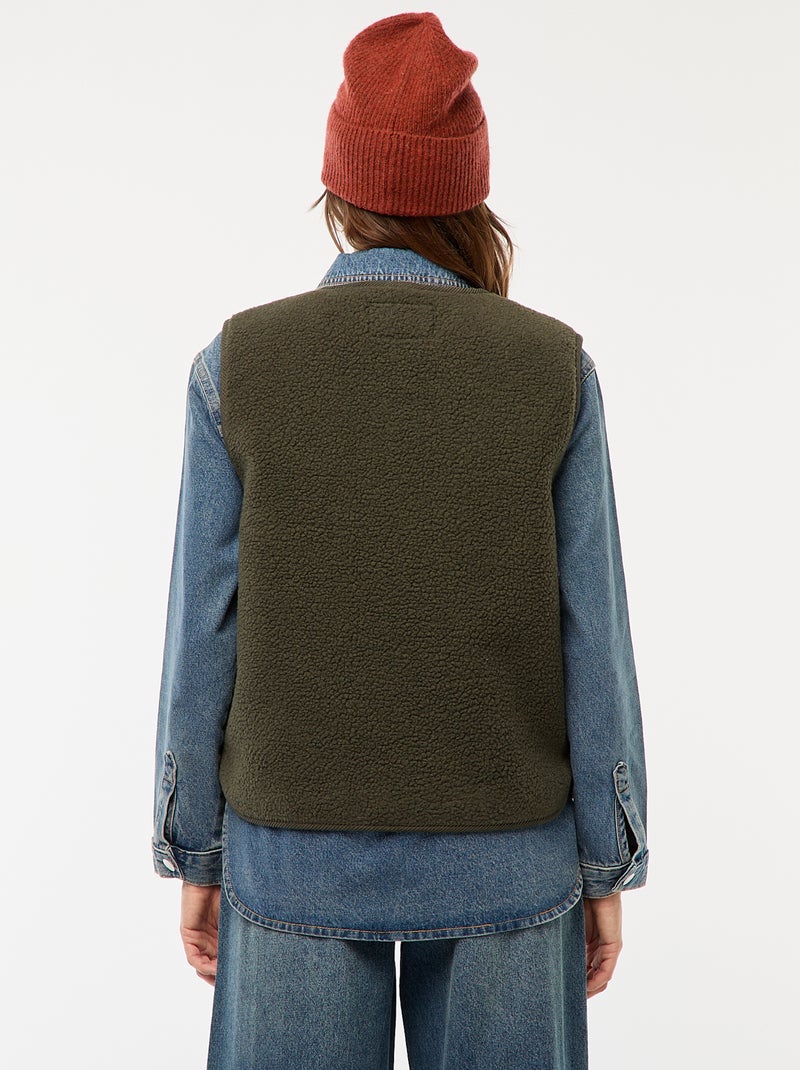 Veste sans manches effet mouton Kaki - Kiabi