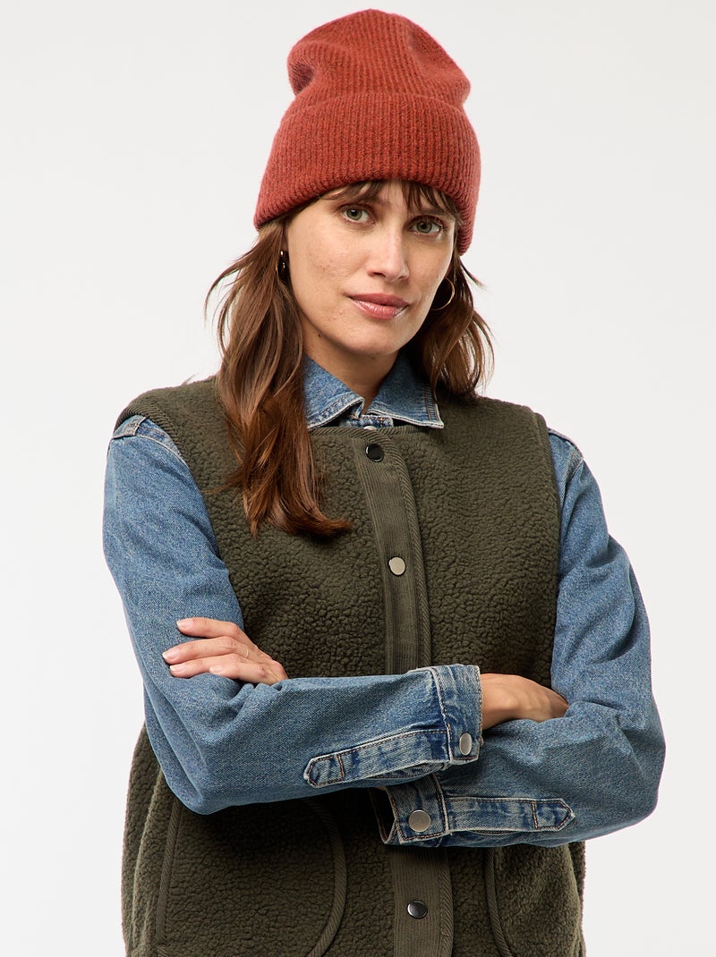 Veste sans manches effet mouton Kaki - Kiabi