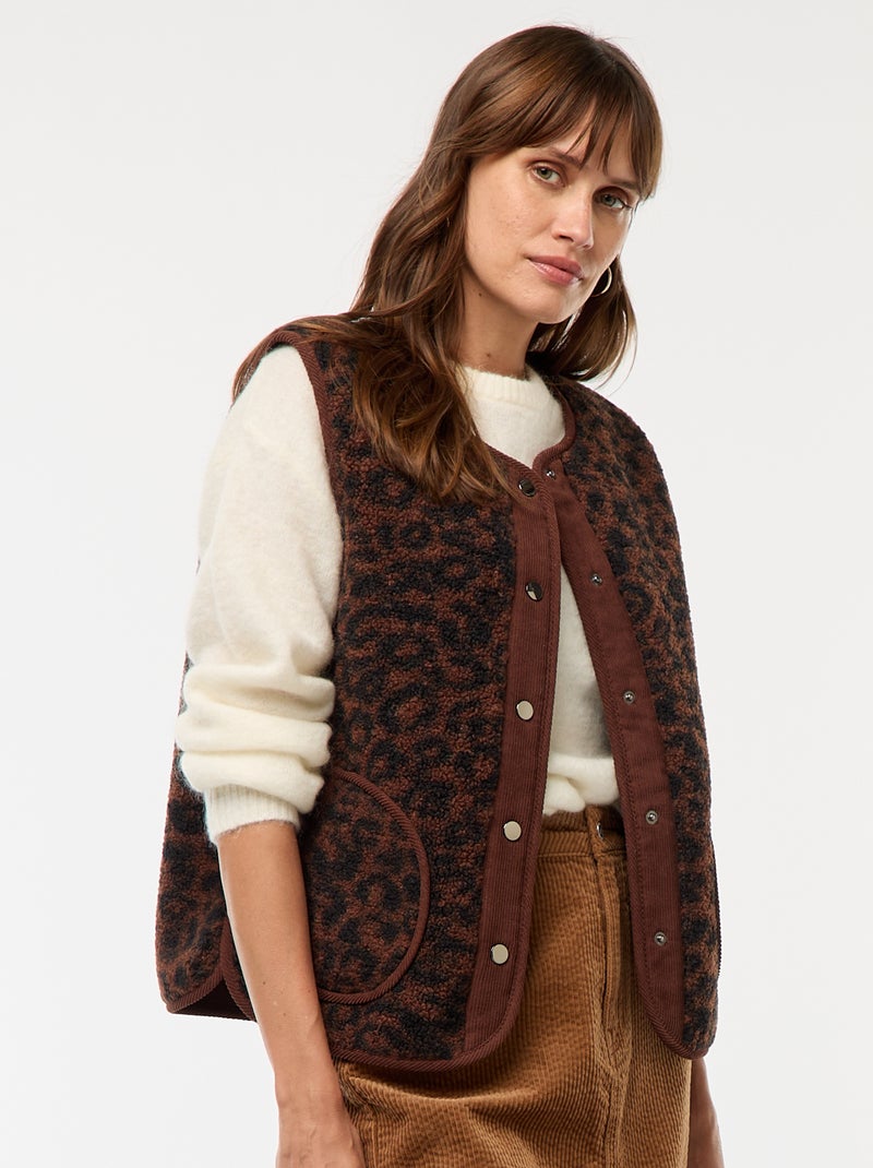 Veste sans manches effet mouton Léopard - Kiabi