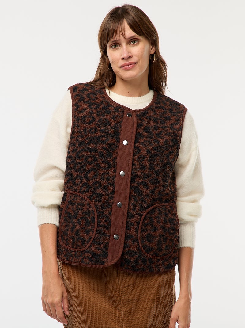 Veste sans manches effet mouton Léopard - Kiabi