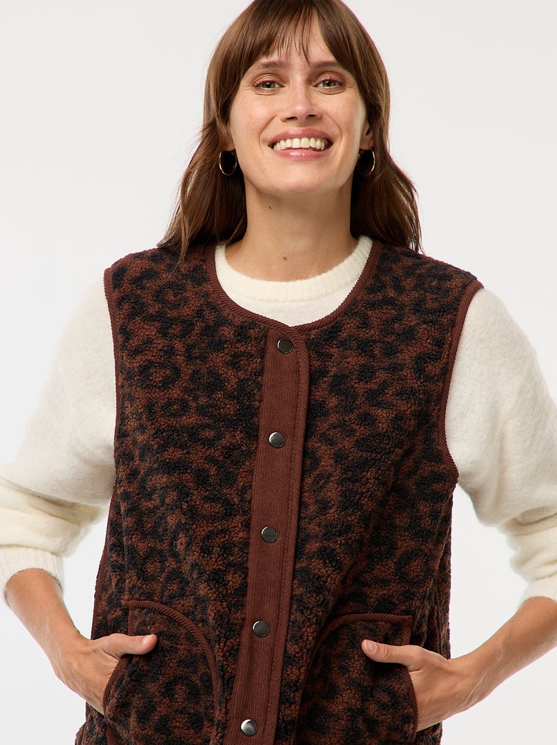 Veste sans manches effet mouton Léopard - Kiabi