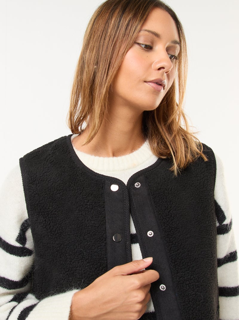 Veste sans manches effet mouton Noir Femme Kiabi