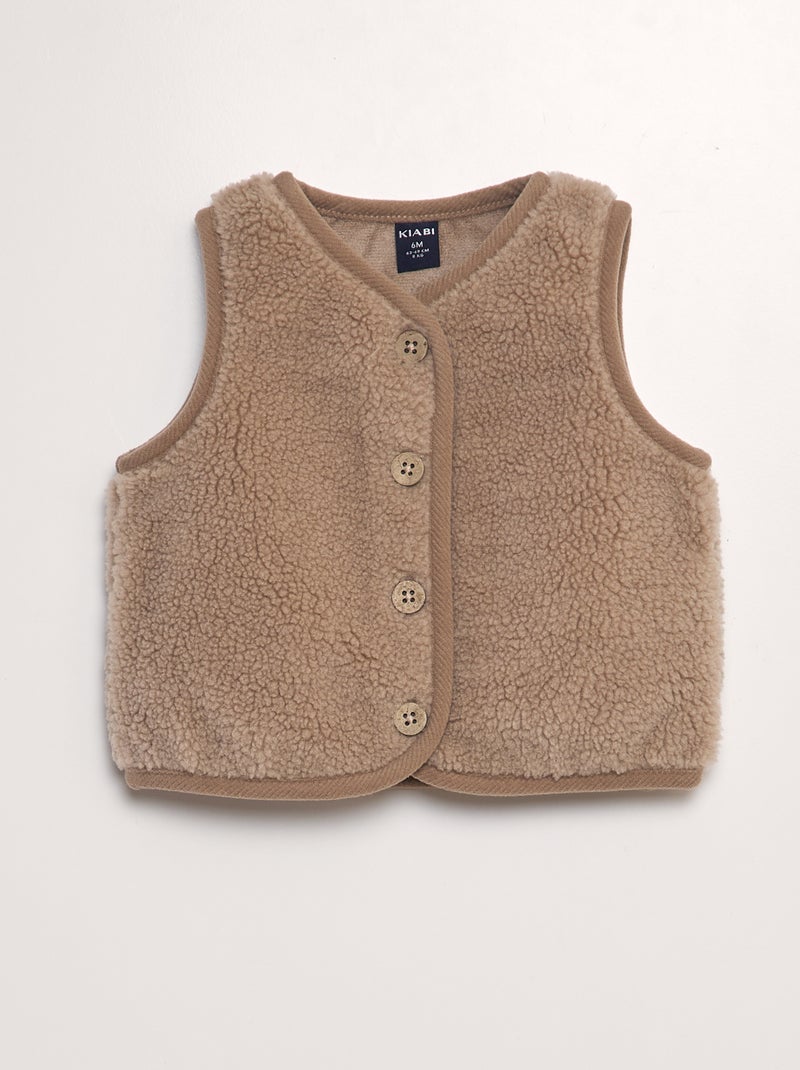 Veste sans manches effet moutonné beige - Kiabi