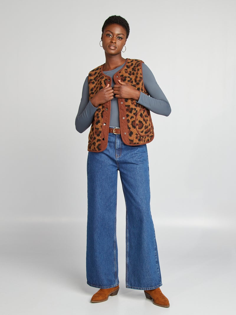 Veste sans manches effet moutonné Léopard - Kiabi