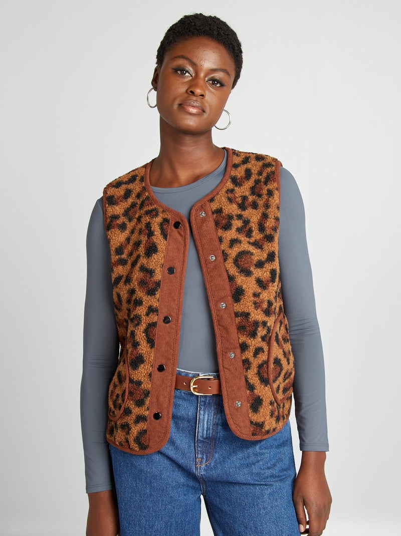 Veste sans manches effet moutonné Léopard - Kiabi