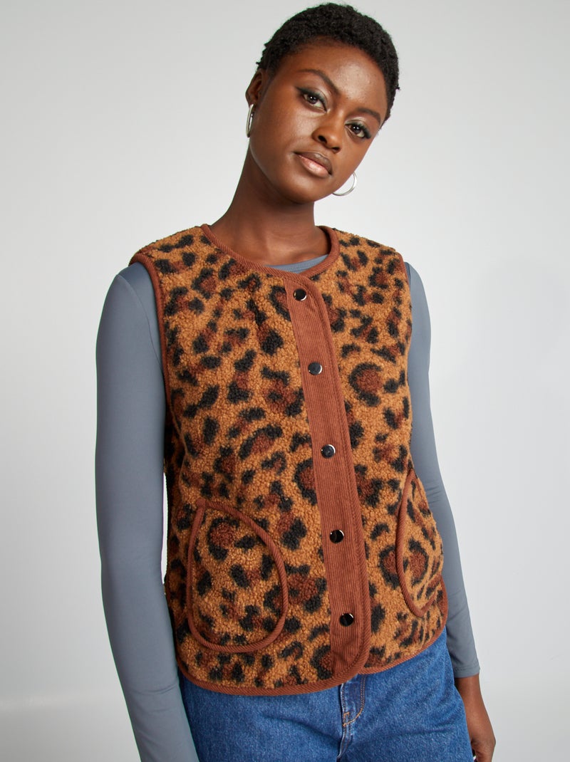 Veste sans manches effet moutonné Léopard - Kiabi