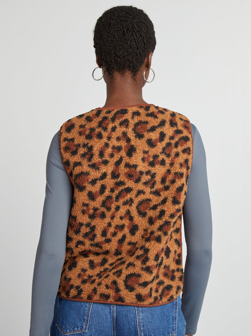 Veste sans manches effet moutonné Léopard - Kiabi
