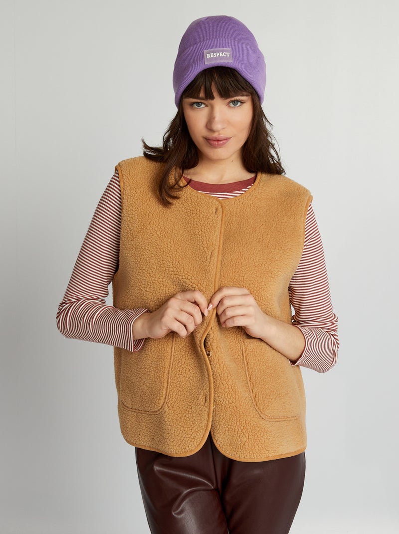 Veste sans manches effet moutonné Marron - Kiabi
