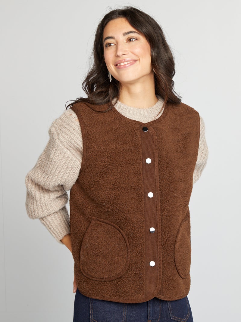 Veste sans manches effet moutonné Marron - Kiabi