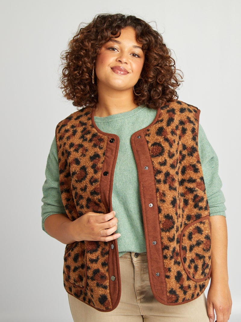 Veste sans manches effet moutonné Marron - Kiabi