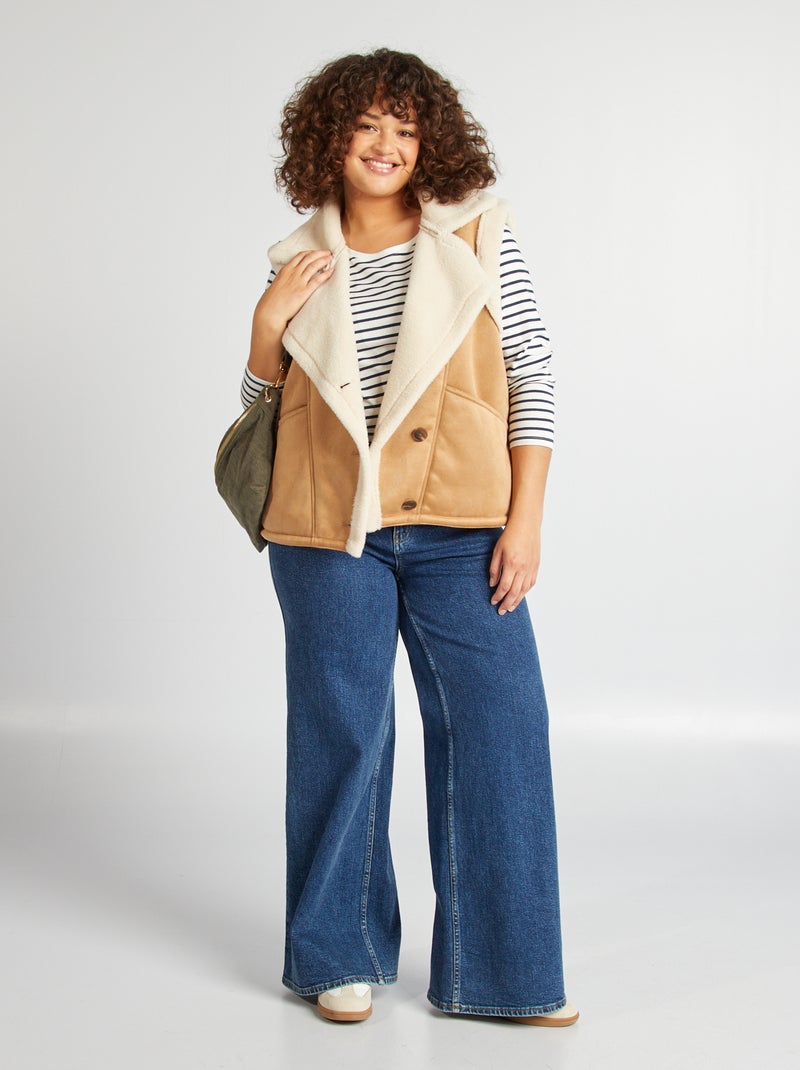 Veste sans manches effet moutonné Marron - Kiabi