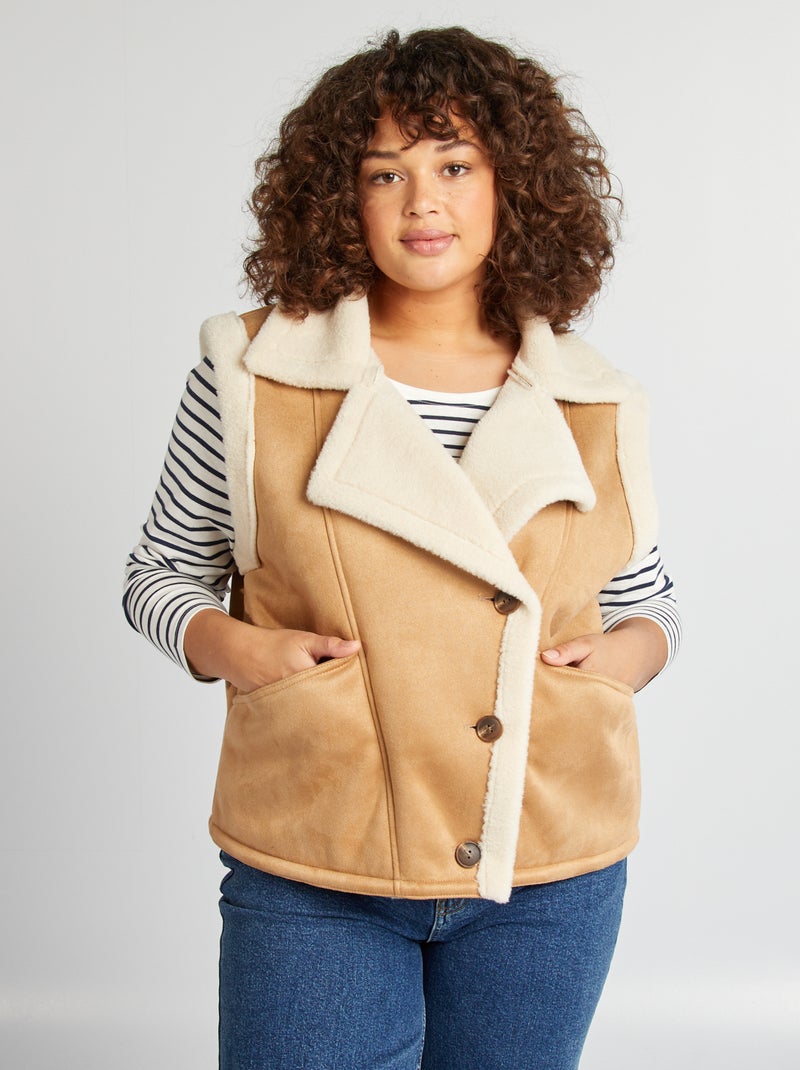 Veste sans manches effet moutonné Marron - Kiabi