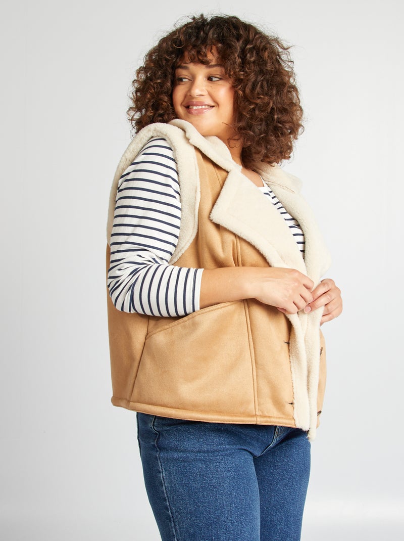 Veste sans manches effet moutonné Marron - Kiabi