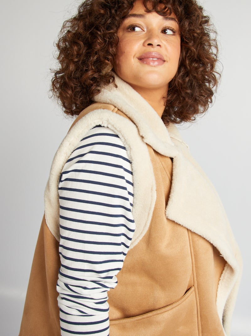 Veste sans manches effet moutonné Marron - Kiabi