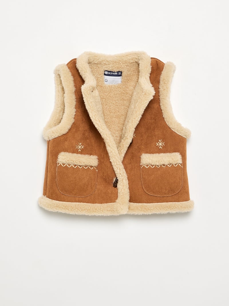 Veste sans manches effet moutonné Marron - Kiabi