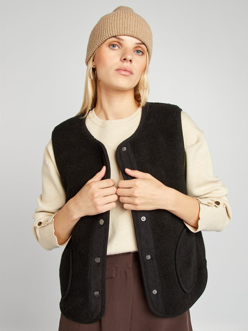 Veste sans manches effet moutonné noir - Kiabi