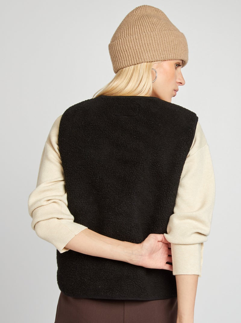 Veste sans manches effet moutonné noir - Kiabi