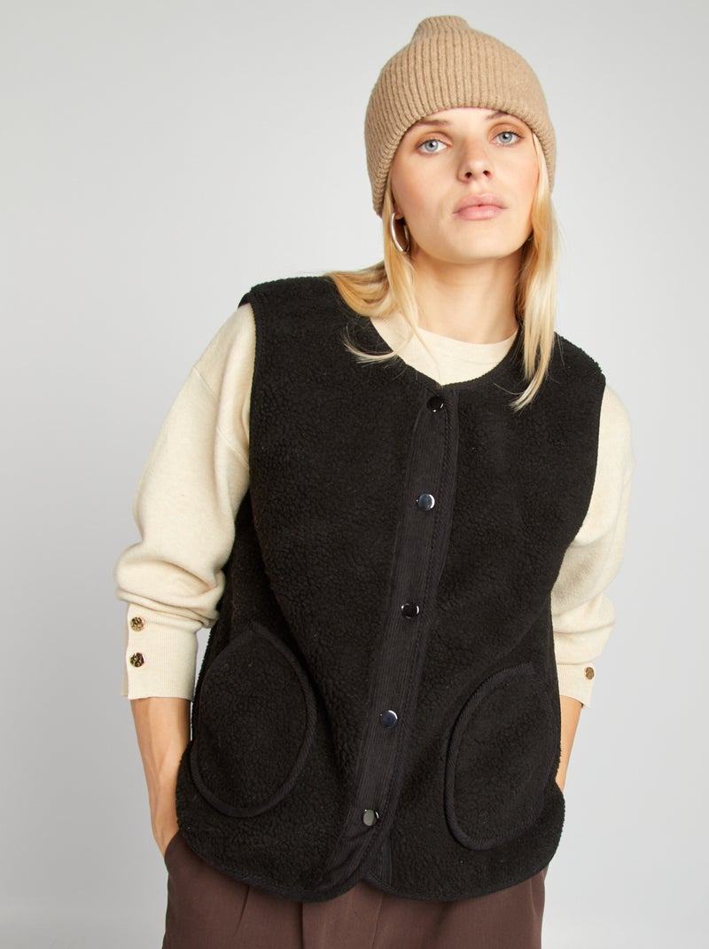 Veste sans manches effet moutonné noir - Kiabi