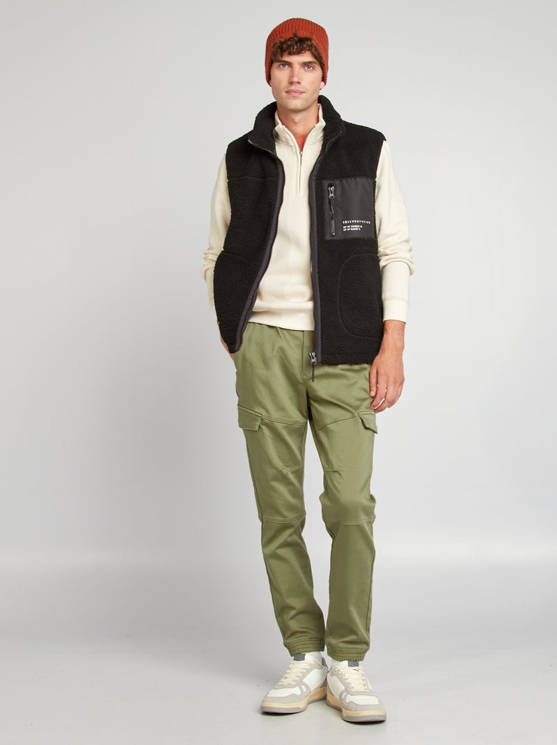 Veste sans manches effet moutonné Noir - Kiabi