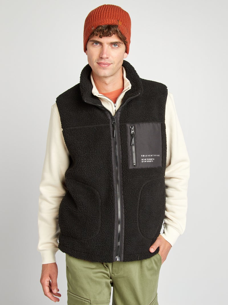 Veste sans manches effet moutonné Noir - Kiabi