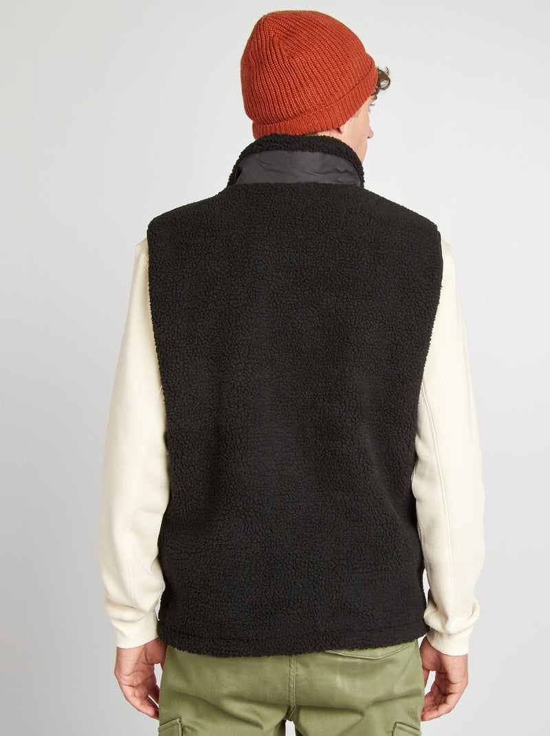 Veste sans manches effet moutonné Noir - Kiabi