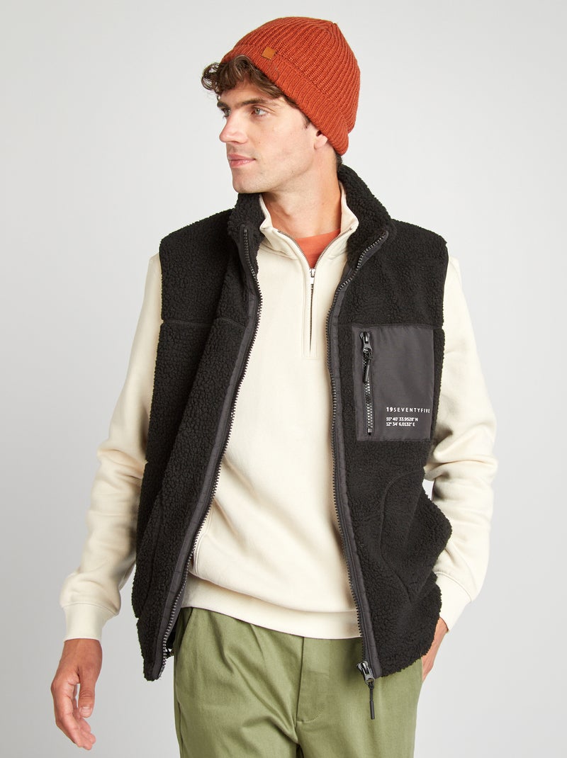 Veste sans manches effet moutonné Noir - Kiabi