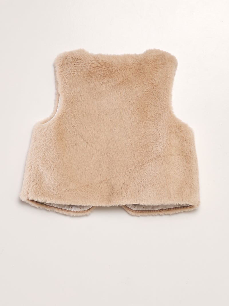 Veste sans manches en fausse fourrure Beige - Kiabi