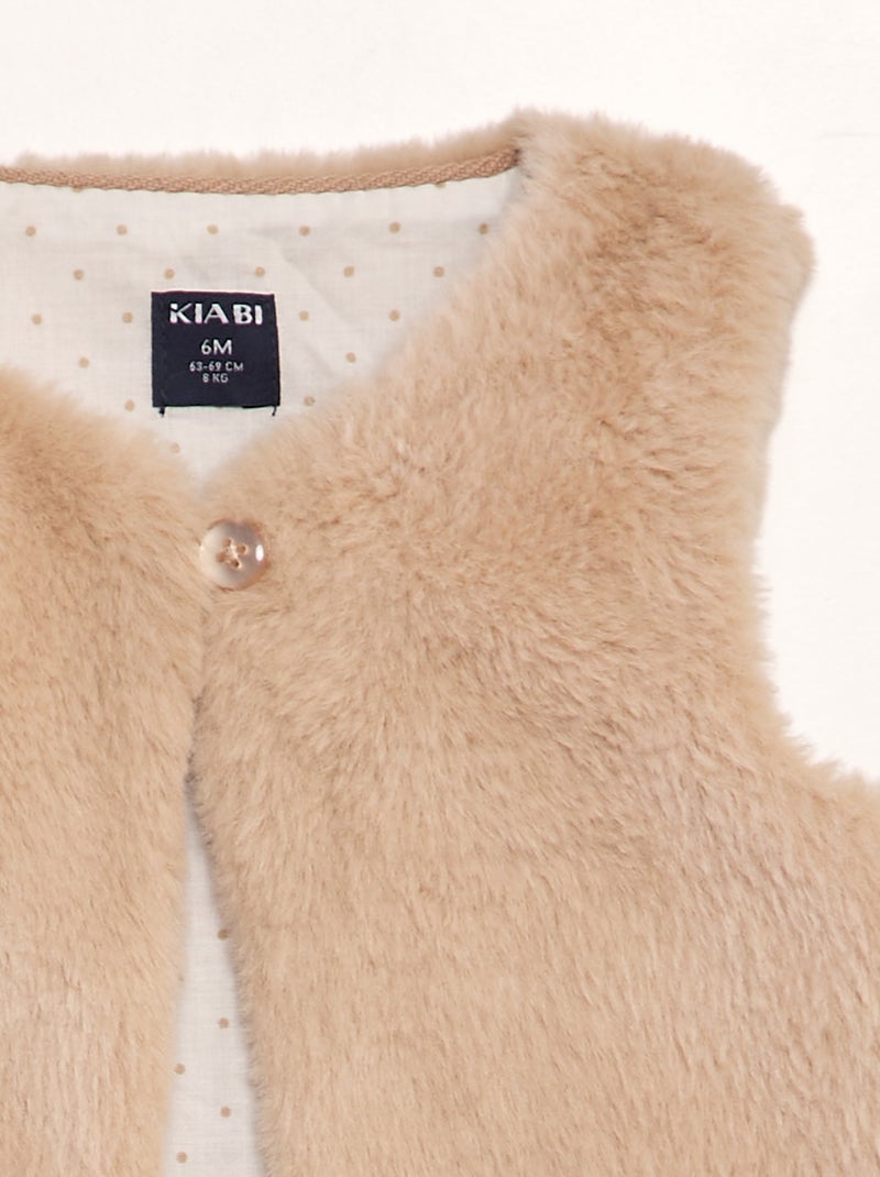 Veste sans manches en fausse fourrure Beige - Kiabi